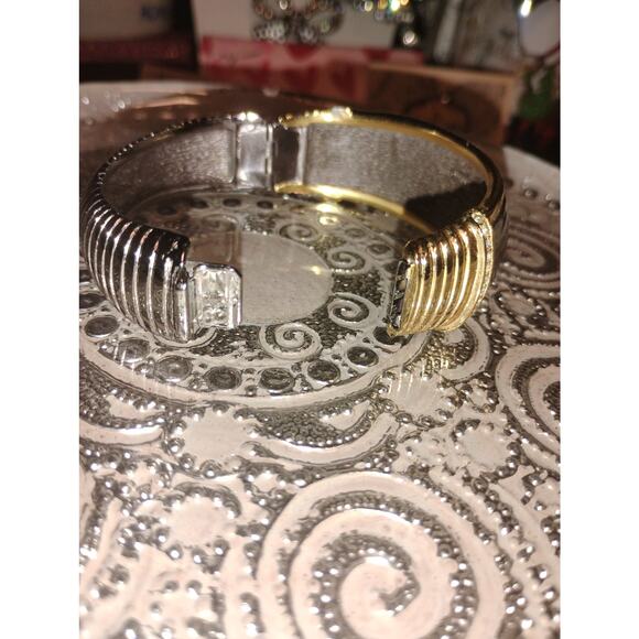 Vintage Christian Dior Gold & Silver Rhinestone Cuff - Picture 4 of 8